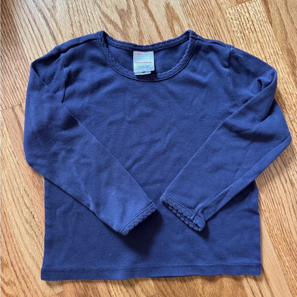 Hanna Andersson girls' Pima cotton long sleeve T-shirt - navy 3T
